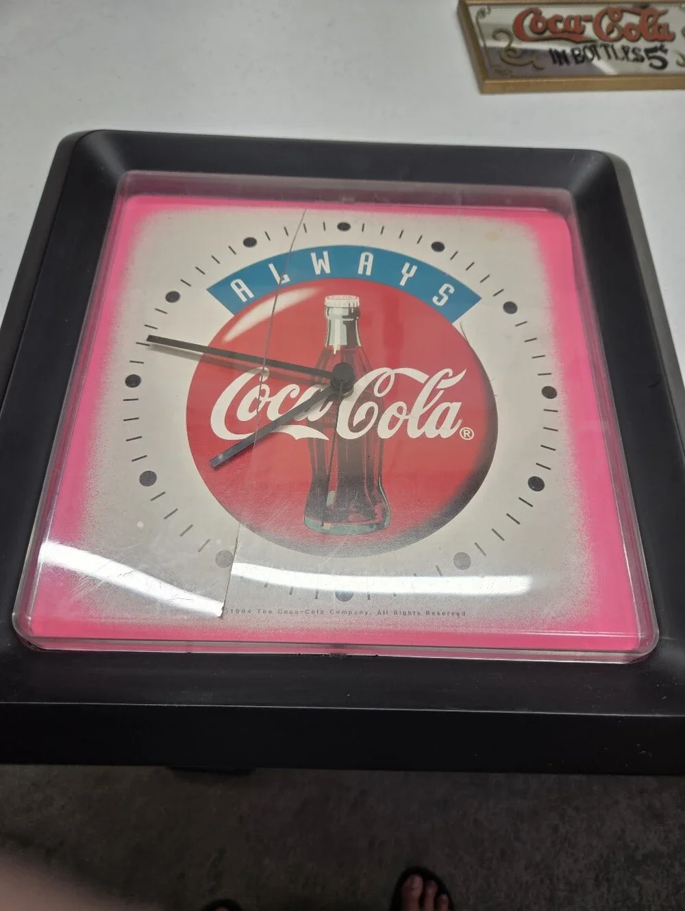 Vintage Coca Cola Kitchen Wall Clock 1994 Keeps Good Time Plastic Face Cracked